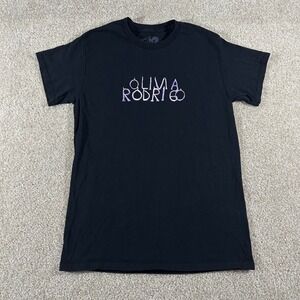 Olivia Rodrigo Black Graphic T-Shirt Purple Candle Logo Embroidered Womens Small